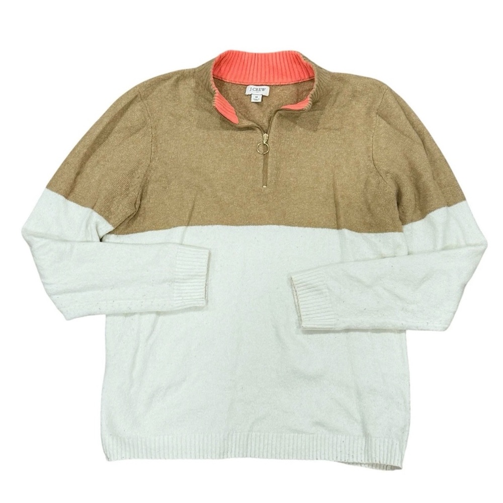 J. Crew Sweater Quarter Zip Sweater Women's Medium Gold Zipper